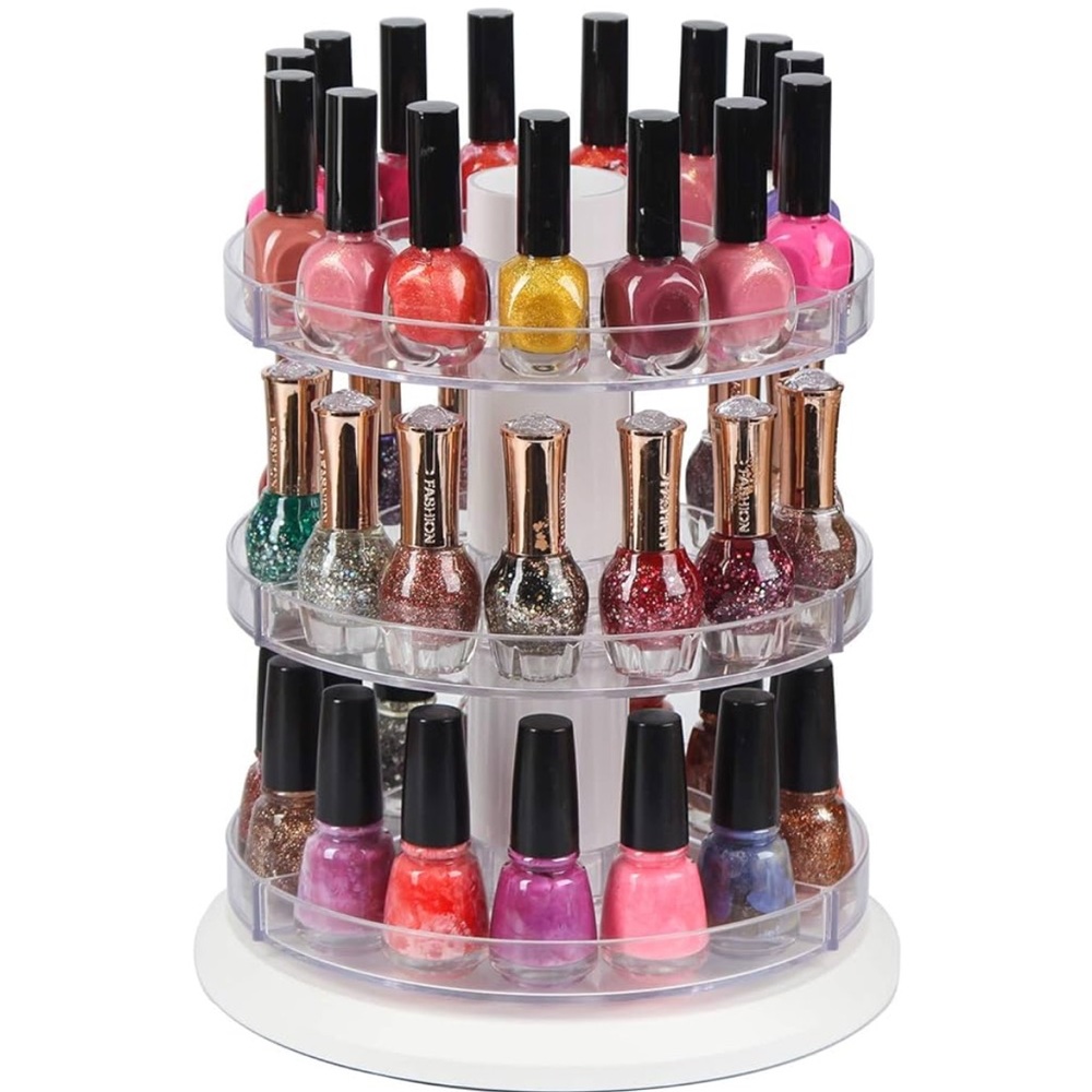 Rotating Nail Polish Organizer - White